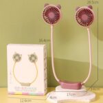 Outdoor Folding Mini Neck Fan Portable USB Rechargeable Summer Gift Fan, Deer Pink Purple - Imagen 3