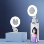 Clip-On Selfie Ring Light with Mirror Rechargeable Portable Makeup Light 3 Adjustable Color Temperatures - Imagen 2