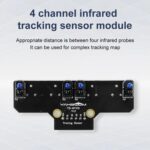 Yahboom 4 Channel Infrared Tracking Sensor Module For Smart Car Robot, With 6Pin Cable+16mm Copper Column - Imagen 2
