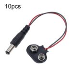 10pcs 9V Battery Clip With Wires Battery Holder Case, Type T With DC Plug
