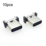 10pcs 16Pin USB Type-C Female Vertical SMT Connector Socket Charging Port, Height 10.0mm