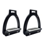1pair Aluminum Alloy Side-Opening Safety Stirrup, Adult Size Matte Black