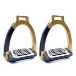 1pair Aluminum Alloy Side-Opening Safety Stirrup, Kids Size Gold