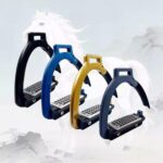 1pair Aluminum Alloy Side-Opening Safety Stirrup, Kids Size Matte Black - Imagen 2
