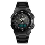 SKMEI 1370 Multifuncional Hombres Deportes al aire libre Noctilucent Impermeable Reloj de pulsera digital de acero inoxidable, SKMEI 1370