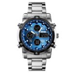 SKMEI 1389 Reloj digital de negocios multifuncional para hombres Reloj de pulsera de esfera grande resistente al agua de 30 m con correa de reloj de acero inoxidable, 1389 Blue - Imagen 2