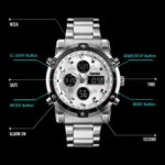 SKMEI 1389 Reloj digital de negocios multifuncional para hombres Reloj de pulsera de esfera grande resistente al agua de 30 m con correa de reloj de acero inoxidable, 1389 Blue - Imagen 4