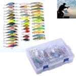 HENGJIA Set002 43 PCS Juego de lentejuelas Lentejuelas de metal Cebo falso Juego de cebo de pesca de lubina fresca, Longitud: 5 a 10,5 cm, en caja