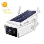 T13-2 1080P HD Cámara de seguridad WiFi de 2,4 GHz con energía solar, detección de movimiento de soporte, visión nocturna, audio bidireccional, tarjeta TF