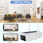 T13-2 1080P HD Cámara de seguridad WiFi de 2,4 GHz con energía solar con batería, detección de movimiento de soporte, visión nocturna, audio bidireccional, tarjeta TF - Imagen 4