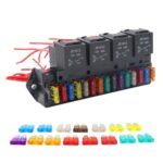 Caja de fusibles de 15 vías para automóvil con relé de 4 vías 12V 40A