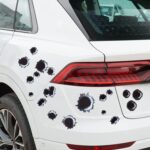 Etiquetas engomadas personalizadas del rasguño del agujero de bala autoadhesivo del PVC del coche