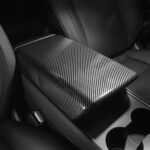 Para Tesla Model 3/Y compartimento central para coche reposabrazos caja cubierta protectora con diseño de fibra de carbono