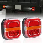 2 luces traseras cuadradas para remolque de 12-24 V, 28 LED