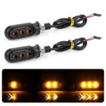 2pcs 12V 3LEDs motocicleta mini luz de señal de giro de agua, 3LEDs (Black)