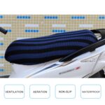 Funda impermeable para asiento con aislamiento térmico y protección solar para motocicleta, evita tomar el sol en el asiento, protege el cojín del scooter, tamaño: M, longitud: 60-70 cm;Ancho: 40-45cm, Size: M (Black Blue) - Imagen 2