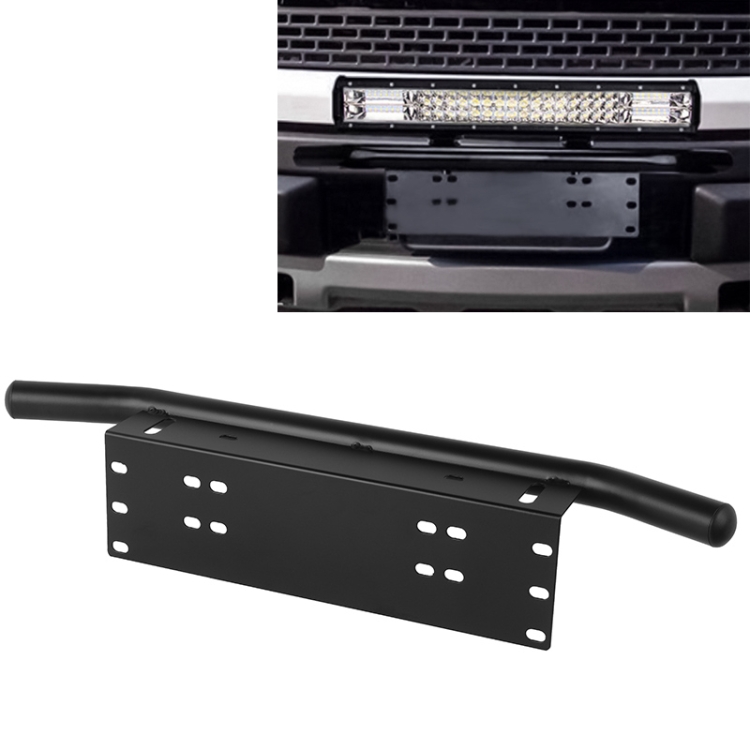 CMS2725B.jpg Marco de parachoques de matrícula Universal para Jeep todoterreno, barra de luz LED de obra, soporte de montaje con cubo delantero, Universal License Plate Bumper Fram - Imagen 1