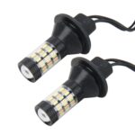 2 PCS 3156 5W 450LM 60LEDs DC 12V SMD-4014 Luz de freno automático para automóvil Luces de señal de giro Juego de fuente de automóvil (luz blanca + luz amarilla), longitud del cable: 40 cm - Imagen 2