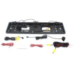 PZ600-L Europa Marco de placa de matrícula de coche Cámara de visión trasera Sistema de aparcamiento de visión trasera con 2 detectores de radar de marcha atrás