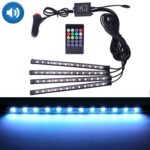 4 en 1 Universal Car Luces de atmósfera LED acústicas coloridas Lámpara decorativa de iluminación colorida, con 48LEDs SMD-5050 Lámparas y control remoto, DC 12V 7W