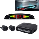 Zumbador de coche Sistema de radar de respaldo inverso - Calidad premium 2 sensores de estacionamiento Sistema de radar de respaldo inverso de automóvil con pantalla LCD (Negro)