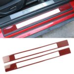 Pegatina decorativa para marco exterior de pedal de bienvenida de fibra de carbono 2 en 1 para Ford Mustang 2015-2020