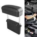 Caja de reposabrazos envuelta en cuero PU Universal para coche, cojín, caja de reposabrazos para coche, alfombrilla con caja de almacenamiento, 1pc(Black)