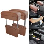 2 uds. Caja de reposabrazos envuelta en cuero PU Universal para coche, cojín, caja de reposabrazos para coche, alfombrilla con caja de almacenamiento, 2pcs(Brown)