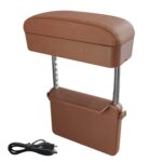 Cargador estándar Qi inalámbrico Universal para coche, caja de reposabrazos envuelta en cuero PU, cojín, compartimento de reposabrazos para coche, alfombrilla con caja de almacenamiento, 1pc(Brown) - Imagen 2