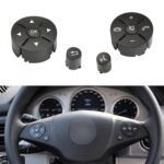 1 par de paneles de botones de interruptor de volante de coche para Mercedes-Benz W204 2007-2014, conducción izquierda, 1 Pair (Black)