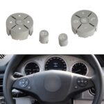 1 par de paneles de botones de interruptor de volante de coche para Mercedes-Benz W204 2007-2014, conducción izquierda, 1 Pair (Grey)