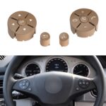 1 par de paneles de botones de interruptor de volante de coche para Mercedes-Benz W204 2007-2014, conducción izquierda, 1 Pair (Beige)