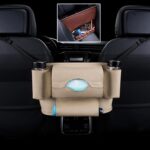 Bolsa colgante para asiento delantero de coche, toalla de papel/bolsa de almacenamiento para taza de agua, Paper Towel / Water Cup (Beige)
