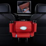 Bolsa colgante para asiento delantero de coche, toalla de papel/bolsa de almacenamiento para taza de agua, Paper Towel / Water Cup (Red)