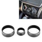 Funda de perilla de aire acondicionado de aleación de aluminio para coche de 3 uds para Honda VEZEL / XR-V / Fit / GIENIA / City, For Honda VEZEL(Black)