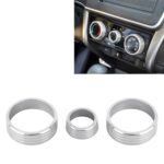 Funda de perilla de aire acondicionado de aleación de aluminio para coche de 3 uds para Honda VEZEL / XR-V / Fit / GIENIA / City, For Honda VEZEL(Silver)