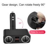 SHUNWEI SD-1925 120W 3A Coche 2 en 1 Cargador USB dual Encendedor de cigarrillos de rotación libre de 90 grados, SD-1925 - Imagen 3