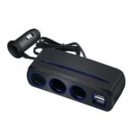 SHUNWEI SD-1938 120W 3A Coche 3 en 1 Cargador USB Dual Encendedor de Cigarrillos con Luz Atmosférica, SD-1938 (Black), SD-1938