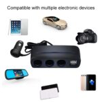 SHUNWEI SD-1938 120W 3A Coche 3 en 1 Cargador USB Dual Encendedor de Cigarrillos con Luz Atmosférica, SD-1938 (Black), SD-1938 - Imagen 3