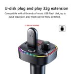 C13 CAR MULTIFUNCIONAL DUAL USB PD PD FAST CARGER BLUETOOTH FM Transmisor con luz de atmósfera - Imagen 2