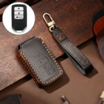 Funda protectora para llave de cuero de vaca Hallmo para Honda, caja trasera de 3 botones, For Honda Civic / Accord 3-button Tail Box