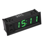 Reloj luminoso LED electrónico de alta precisión para coche 3 en 1 + termómetro + voltímetro, 3 in 1 Green