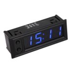 Reloj luminoso LED electrónico de alta precisión para coche 3 en 1 + termómetro + voltímetro, 3 in 1 Blue