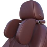 A05 Almohada ajustable para asiento de cojín para descanso del cuello de espuma con memoria en forma de U para coche con gancho y soporte para teléfono móvil, A05 (Coffee)