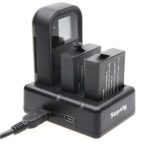 Cargador de Baterías Dual + Cargador de Mando a Distancia con Cable USB para GoPro HERO7 Black /6 /5 (AHDBT-501), Pilas no incluidas, Battery+Remote Control Charger