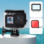 Estuche impermeable + Tapa trasera táctil + Filtro de lente de color para GoPro HERO10 Black / HERO9 Black, Case + Touch Cover + Red Filter for GoPro9