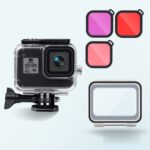 Funda impermeable de 45 m + tapa trasera táctil + filtro de lente púrpura rojo rosa para GoPro HERO8 Black - Imagen 2
