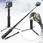 Trípode portátil plegable con soporte para selfies, monopié para GoPro, Insta360, DJI y otras cámaras de acción, longitud: 23,5-81 cm