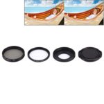 JUNESTAR 4 en 1 Filtro de lente profesional de 40,5 mm (CPL + UV) y carcasa impermeable Anillo adaptador y tapa protectora de lente para cámara de acción deportiva GoPro HERO4 / 3+ / 3