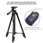 YUNTENG VCT-5208RM Soporte de trípode de aleación de magnesio y aluminio con control remoto Bluetooth, cabezal de trípode y abrazadera para teléfono para cámaras SLR y teléfonos inteligentes, altura: 125 cm - Imagen 5